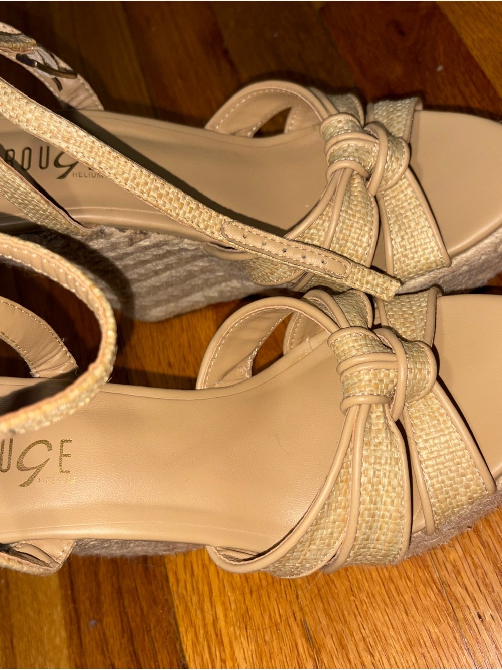 Rouge Helium Beige Knotted Wedge Sandals